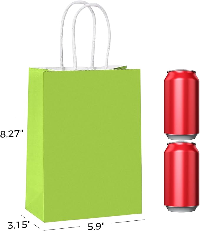 Sanyuanzhou 36 Pack Gift bags with handles，8.2"×3.1"×5.9" paper bags with handles bulk，For children's birthdays, baby showers, crafts, weddings, party supplies (6 colors)