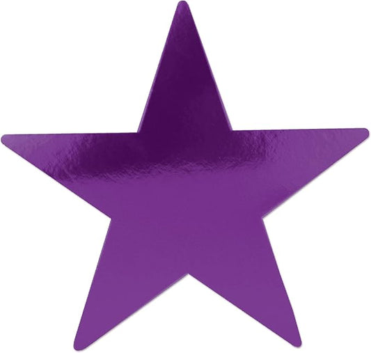 Beistle 24-Pack Foil Purple Star Cutouts, Party Decorations for Festive Occasions, Celebrations & Events, Star Theme Decor for Wall & Table, 12”