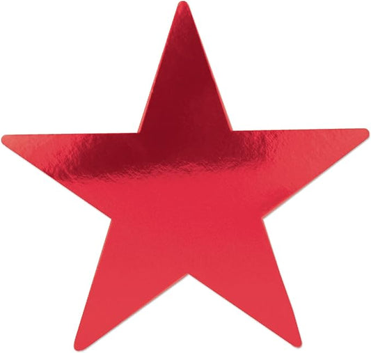 Beistle 72-Pack Foil Red Star Cutouts, Patriotic Party Decorations for Festive Occasions & Celebrations, Starry Theme Decor for Wall & Table, 5”