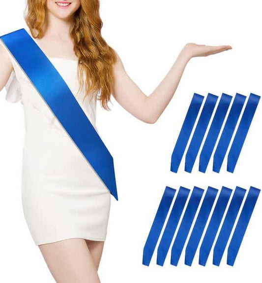 12 Pcs Sash Blank Satin Sash Party Favors Plain Sash Dark Blue Sash Bride to Be Sash Sashes for Birthday, Wedding, Graduation, DIY, Beauty Pageant, Hen Party, Homecoming, Make Your Own Sash