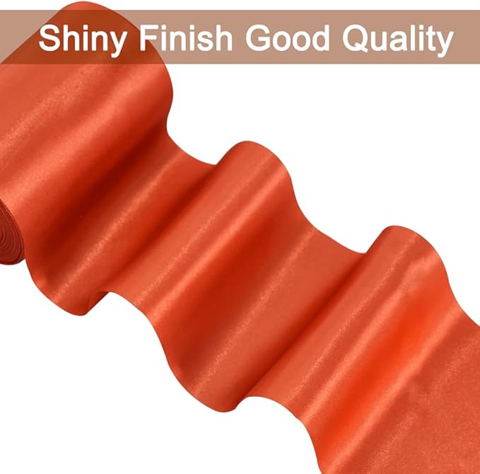 TONIFUL 4 Inch Wide Copper Solid Satin Ribbon 22yd Fabric Large Ribbon for Cutting Ceremony Grand Opening Chair Sashes Table Hair Car Bows Floral Craft Sewing Wedding Party Decoration