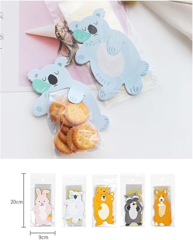 UnnFiko Mini 'Candy' Bags {20 Pack} Paper Party Favor Treat Bags for Cookies, Candy Buffet, Baby Shower- Halloween/Wedding/Birthday Party Favor Bags (Sleep Koala, 20-Pack)