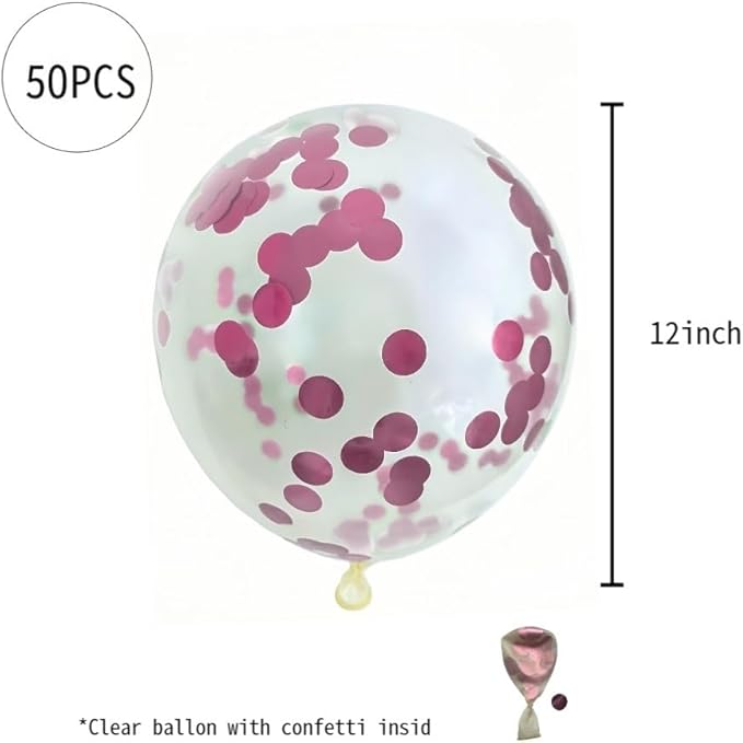 Confetti Balloons,50 Pcs 12 Inch Clear Balloons with Multicolor Confetti Inside,for Graduation Wedding Birthday Baby Shower Party Decorations (‌Peach)