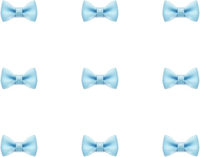 Tupalizy Mini Satin Ribbon Bows Small Craft Sewing Fabric Bows for Christmas Decoration Bow Ties Scrapbook Gift Bags Boxes Greeting Invitation Cards Wedding Party Favor, 20x10mm, 50PCS (Blue)
