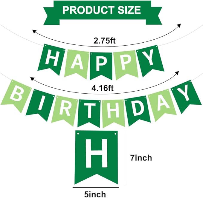 Happy Birthday Banner Pre-Strung Birthday Decorations Birthday Party Backdrop Sign Garland Party Supplies for Women Men Boys Girls,NO-DIY Green
