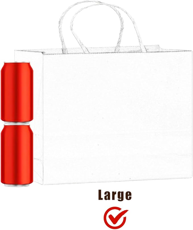 qiqee 24PCS Large Gift Bag with Handles Bulk 13"x4.5"x10" Gift Bags Rose Pink Bags Multiple Uses (32x11x25cm,Wide Large)