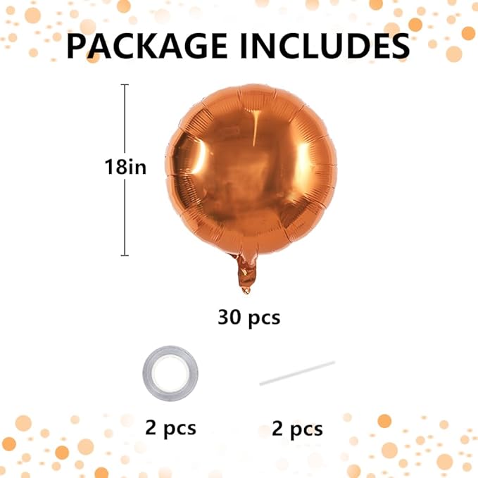 TONIFUL 30Pcs 18 Inch Large Orange Round Shape Foil Balloons Big Orange Circle Helium Mylar Ballons for New Year Chrismas Halloween Birthday Wedding Baby Shower Anniversary Engagement Party