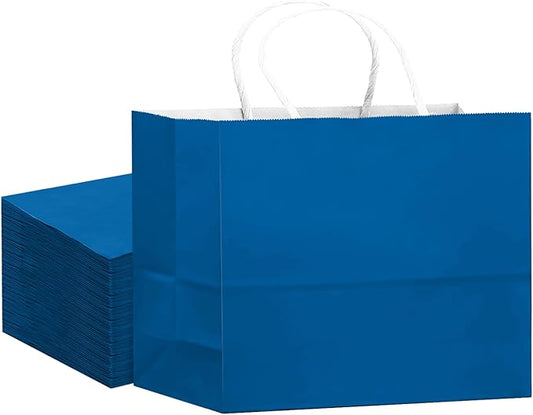 qiqee 24PCS Large Gift Bag with Handles Bulk 13"x4.5"x10" Gift Bags Cyan Bags Multiple Uses (32x11x25cm,Wide Large)