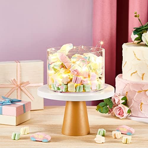 Sintuff 3 Pcs Acrylic Cake Stand with LED Lights 8'', 10'', 12'' Clear Fillable Cake Riser Round 3 Tier Case Box for Wedding Birthday Holiday Party Food Display, 3 Sizes
