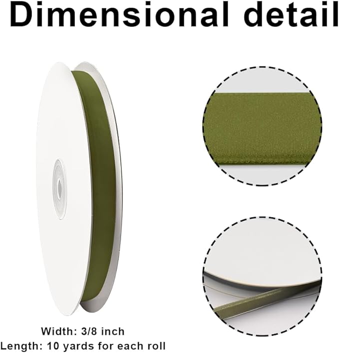 ALIBBON 2 Rolls 3/8 inch x 20 yd Sage Green Velvet Ribbon Light Green Thin Ribbon Assorted Solid Ribbons for Gift Wrapping Sewing Bows Crafts Wedding Birthday Party Spring Easter Christmas Decorations