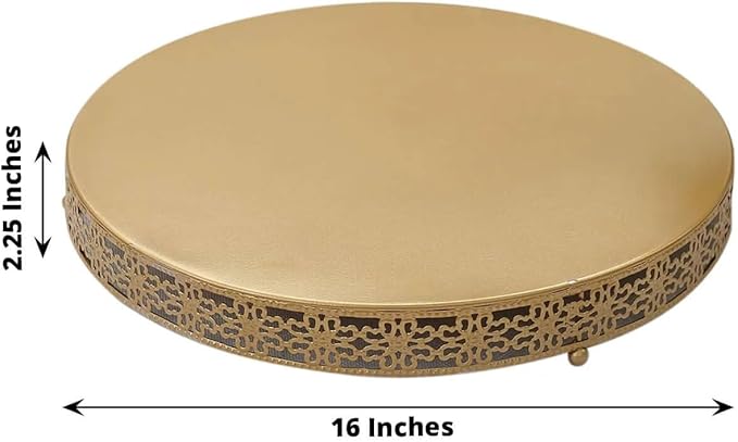 Efavormart Gold Metal Fleur De Lis Round Pedestal Cake Stands, Cupcake Dessert Display Stand Table Centerpiece - 16"
