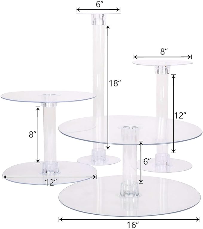 Efavormart Lovely 4 Tier Acrylic 16 inch Crystal Glass Clear Cake Dessert Decorating Stand For Birthday Xmas Party Wedding