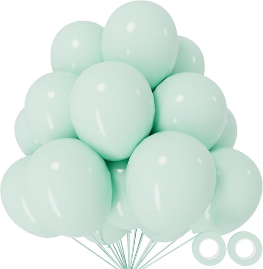 110pcs Pastel Green Balloon 12 Inch, Pastel Green Latex Balloons for Birthday Party Baby Shower Wedding(with 2 Ribbons).