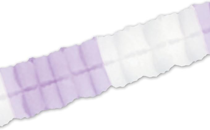 Beistle Tissue Paper Leaf Garland, 4.5" x 12', Lavender/White