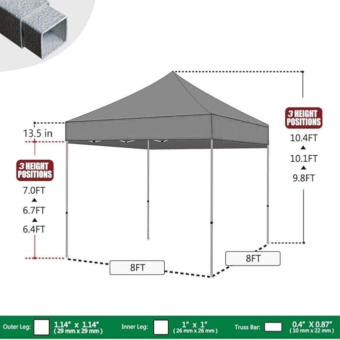 Eurmax USA 8x8ft Pop Up Canopy, Commercial Instant Tent for Outdoor Events, Patented No-Tip Rolling Storage Bag with 4 Sandbags, UV & Water Resistant, Heavy Duty Portable Shelter Gazebo,Beige