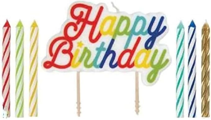 Vibrant Multi-Colored Birthday Candle Set with Large "Happy Birthday" Pick - (Pack of 13) - Premium Quality & Eye-Catching Design - Great for All Ages & Celebrations