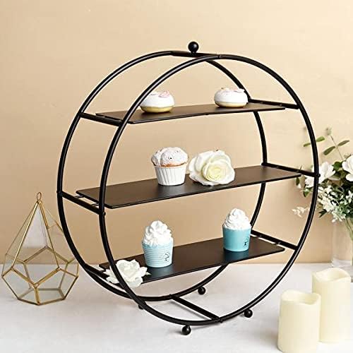 21 Inches Matte Black 3 Tier Metal Wheel Cupcake Holder Dessert Stand | Display Tower for Birthday Wedding Party Events Reception Catering Dining Decorations Supplies