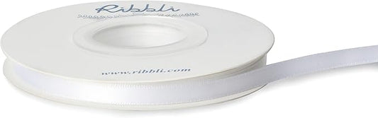 Ribbli Double Faced White Satin Ribbon,1/4” x Continuous 25 Yards,Use for Bows Bouquet,Gift Wrapping,Floral Arrangement