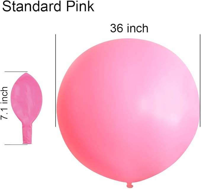 36 Inch Giant Latex Balloons, Standard Pink Round Balloons for Birthdays Weddings Receptions Festival Party Decoration, Pack of 5 Pcs