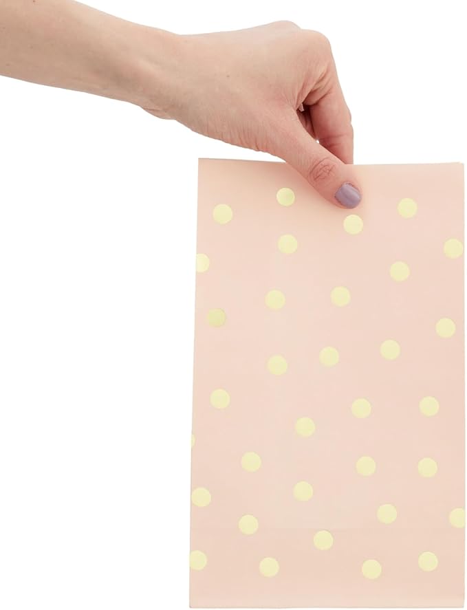 BLUE PANDA Party Favor Candy Bags - 24 Pack, Pink & Gold Foil, 5.5 x 8.6 x 3 In - Princess Favor Bags - Bulk Lollipops Individually Wrapped