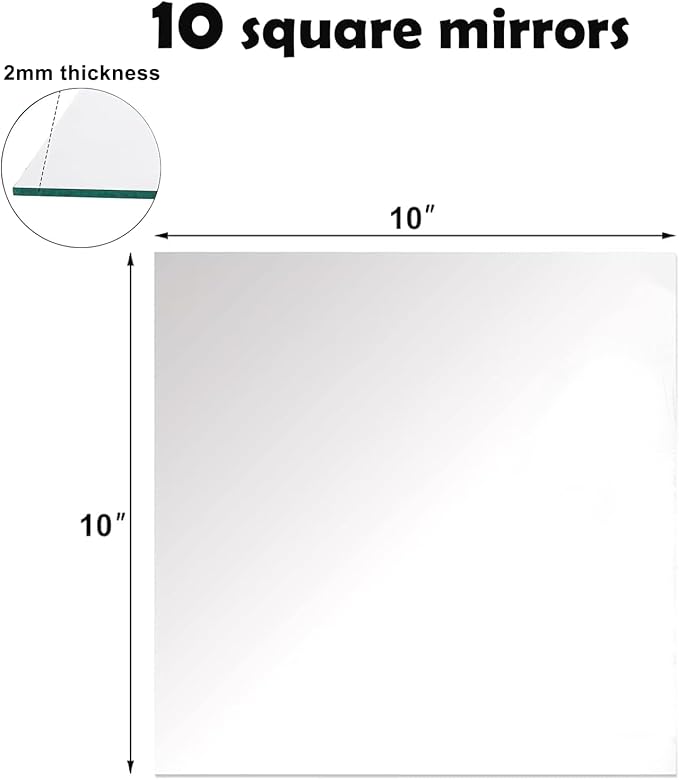 10" Pack Square Mirror Centerpieces for Tables Decorations, 10 Pack Acrylic Square Mirror Tray Candle Plate 2mm Thickness Mirror Centerpiece Table Decorations for Wedding Decorations Party, Wall Decor