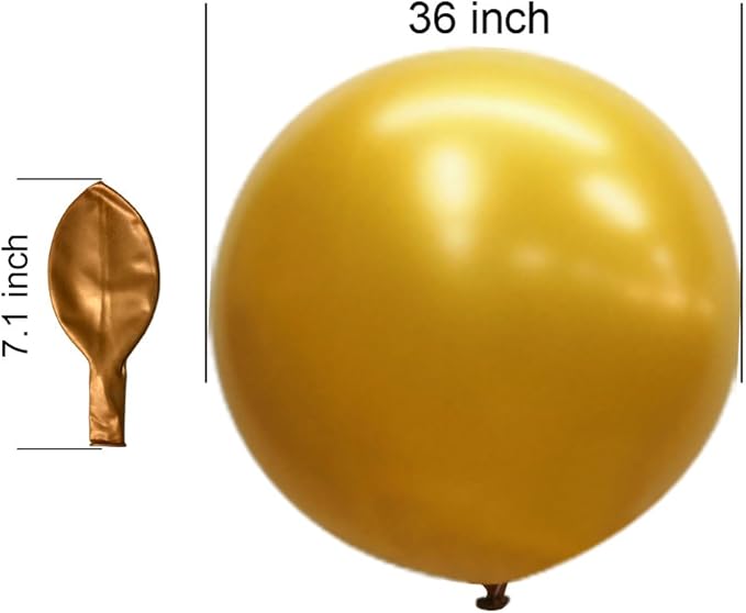 36 Inch Giant Latex Balloons, Pearl Gold Round Balloons for Birthdays Weddings Receptions Festival Party Decoration, Pack of 10 Pcs