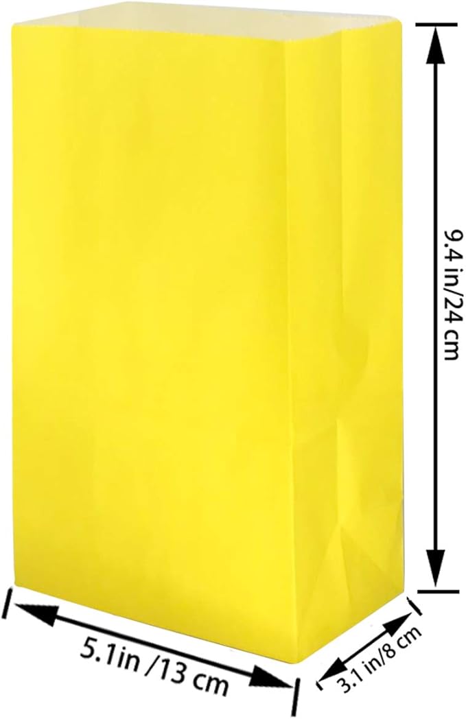 Future Life 30 pcs Solid Color Party Favor Paper Bags, 5.2 * 3.2 * 9.6 Inch, Food Safe Kraft Paper and Ink, Natural (Biodegradable), Vivid Colored, Gift Bags, Give Away Bags.