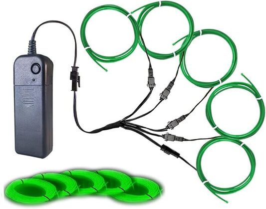 Neon Light 5-in-1 Meter Wire，Portable Battery Pack with Decorative Wire，Suitable for Birthday Parties，Thanksgiving and Other Occasions. (Green)