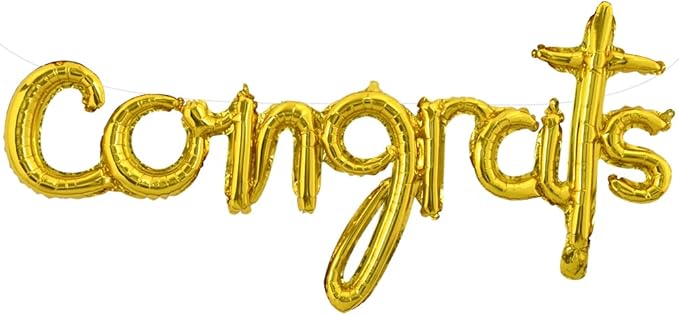 TONIFUL Congrats Balloons - 45 Inch Gold Congrats Foil Balloons Banner Reusable Material for 2026 Graduation Party Graduate Congratulations Class of 2026 Congrats Grad Decorations Supplies