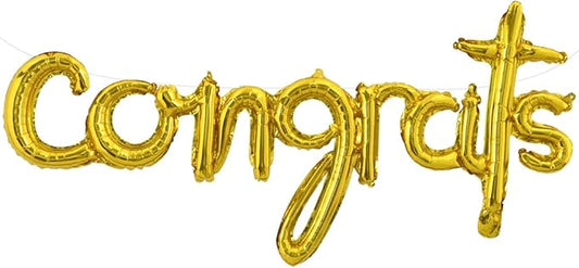 TONIFUL Congrats Balloons - 45 Inch Gold Congrats Foil Balloons Banner Reusable Material for 2026 Graduation Party Graduate Congratulations Class of 2026 Congrats Grad Decorations Supplies