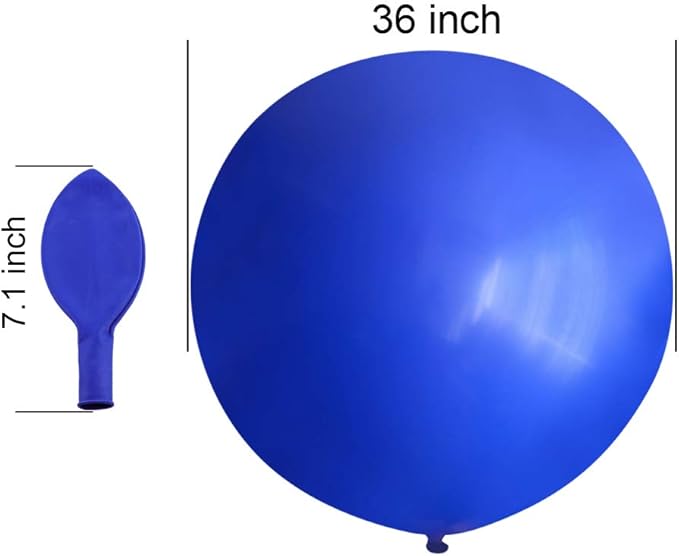 36 Inch Giant Latex Balloons, Standard Blue Round Balloons for Birthdays Weddings Receptions Festival Party Decoration, Pack of 5 Pcs
