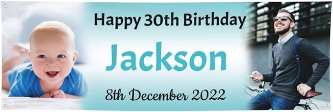 Happy Birthday Banner Personalized Name Photo Age Custom Birthday Banners and Signs Customize for Birthday Party Decoration 9'x3'