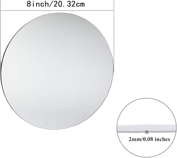16Pack Round Mirror for Table Centerpieces, 2mm, 8inch Circle Mirrors Tray Candle Plates for Table Mirror Centerpieces, Circle Mirrors Candle Plates Plate for Wedding Centerpieces, Wall Decor, Crafts