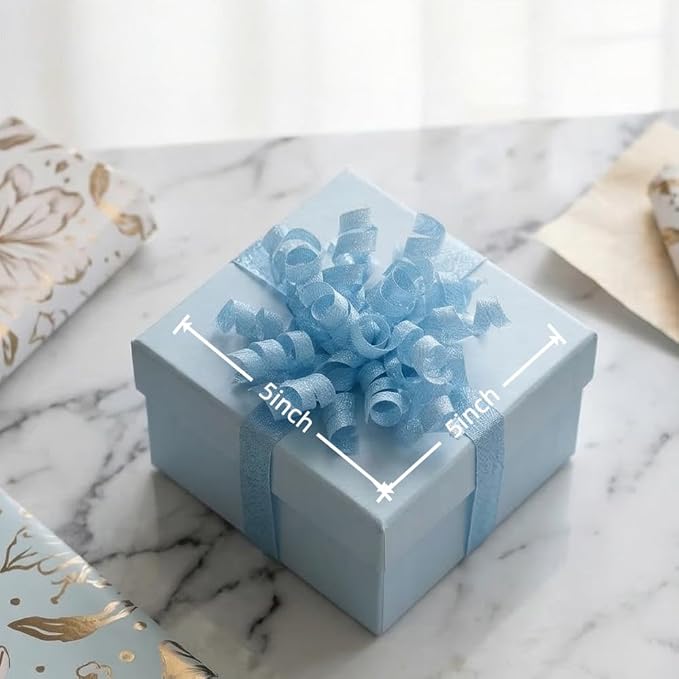 self-Adhesive Curly Ribbon for Gift Wrapping - Elegant Bows for Gift Wrapping, Presents, Paper Bag, Baby Shower Favors, Wrapping Accessories, Wedding Decor (Blue)