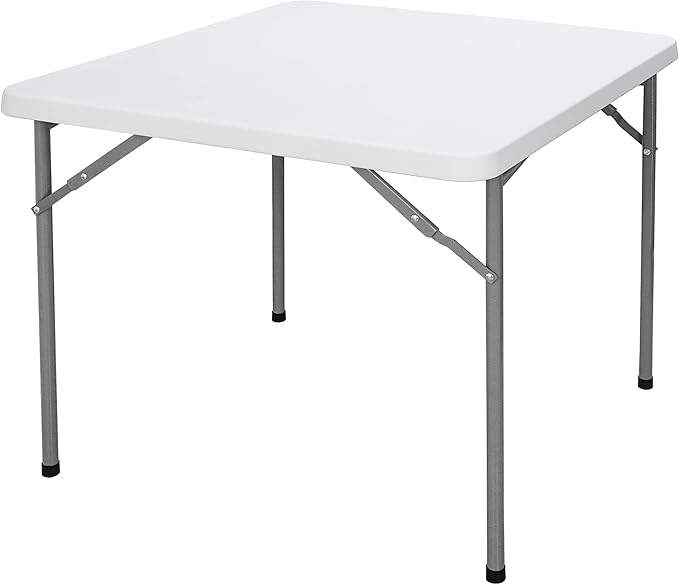 ZenStyle 3 ft Indoor Outdoor Heavy Duty Portable Plastic Folding Table, Square Card Desk Utility Table Game Table for Puzzles Crafting Picnic Camping Dining Party, White