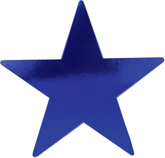 Beistle 72-Pack Foil Blue Star Cutouts, Patriotic Party Decorations for Festive Occasions, Celebrations, & Events, Starry Theme Decor for Wall & Table, 5”