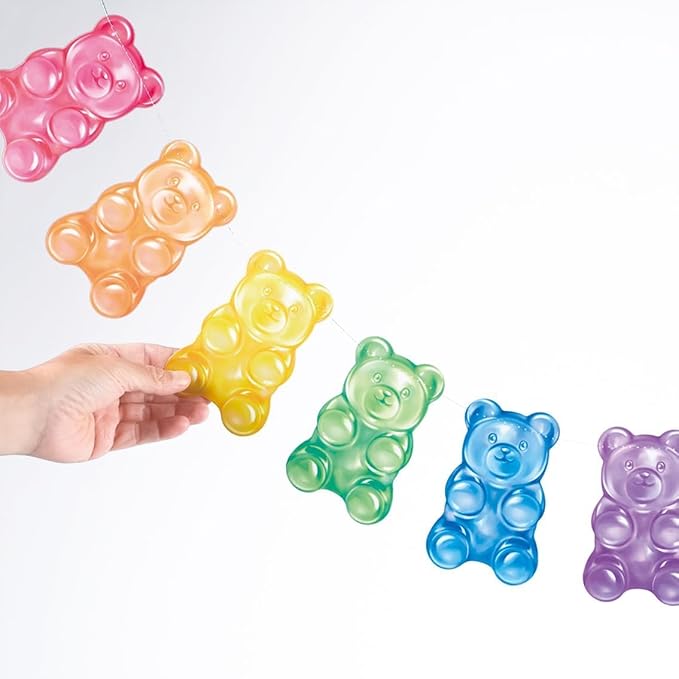 Cheerland Candyland Party Decorations Gummy Candy Bear Banner Streamers Colorful Bear Candy Garland Decoration for Christmas Baby Shower Birthday Kids Birthday Hanging Banner Decoration Pack of 3