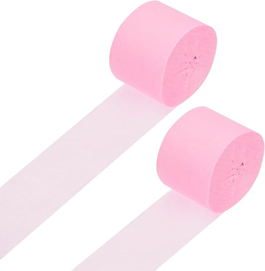 Crepe Paper Roll, Light Pink Crepe Paper Streamers Sheets, [for Party Streamer Decorations, Birthday Party] - 1.8 Inch x 82 ft / 2 Roll