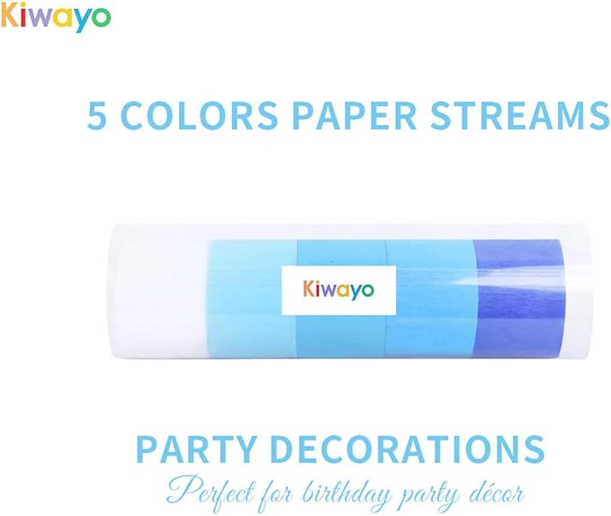 Blue Crepe Paper Streamers Birthday Graduation Party Decorations(5 Rolls)- Light Blue, Dark Blue, Navy Blue, White Paper Crafts for Blue Theme Party Supplies, Baby Boy Shower, Hanging Party Décor