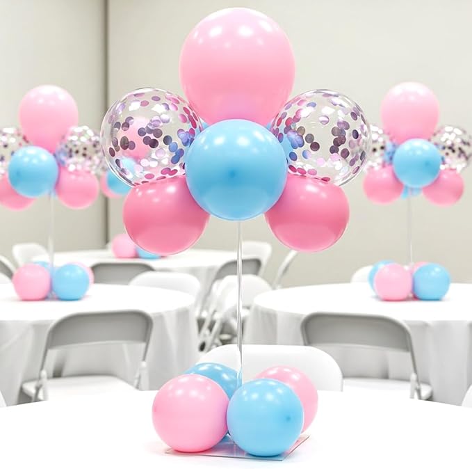 Reusable Acrylic Balloon Stand Kit – Heavy Duty Tabletop Display with Sticks and Base, Ballon Stands for Centerpieces, Centerpiece Table Decorations for Parties (12 Pack 24 inch)