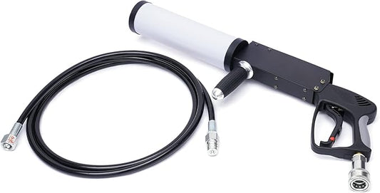 LED CO2 Jet Gun for Wedding DJ Party, RGB Automatic Color-Changing Handheld CO2 Cannon Gun DJ Fog Gun CO2 Jet Machine Blaster with 10ft Hose for Stage Effect, Concert, Disco, Halloween
