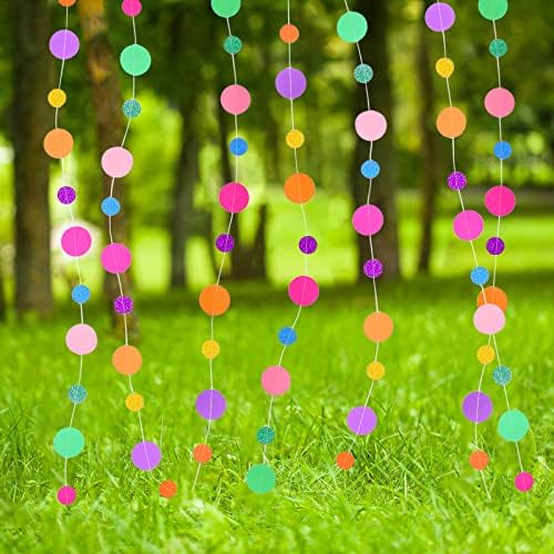 Outus 40 Pieces Colorful Circle Garland Banner Hanging Paper Dot Decorations for Classroom, Birthday Party, Baby Shower, Wedding Backdrop & Photo Booth Graduation Decor (Rainbow)