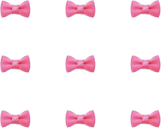 Tupalizy Mini Satin Ribbon Bows Small Craft Sewing Fabric Bows for Christmas Decoration Bow Ties Scrapbook Gift Bags Boxes Greeting Invitation Cards Wedding Party Favor, 20x10mm, 50PCS (Dark Pink)