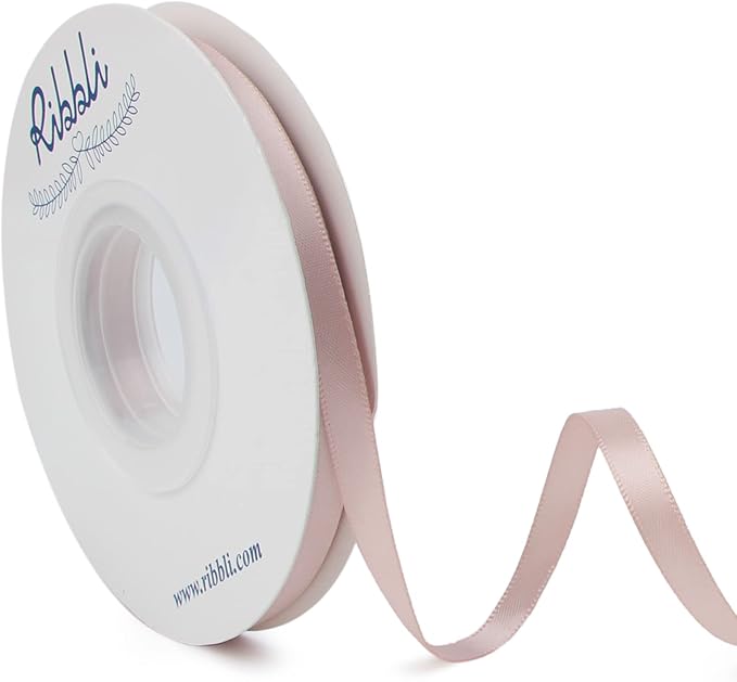 Ribbli Vanilla Double Faced Satin Ribbon,1/4” x Continuous 25 Yards,Use for Craft Bows Bouquet, Gift Wrapping, Wedding Decoration, Floral Arrangement
