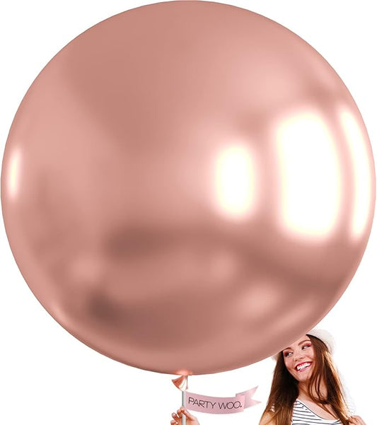 PartyWoo Rose Gold Balloons 4pcs 36 Inch Metallic Chrome Rose Gold Balloons for Wedding Anniversary Sweet 16 Baby Shower Bridal Shower Bridgerton Floral Birthday Party Decorations Rose Gold-G107