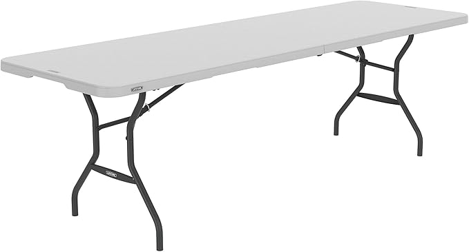 LIFETIME 8-Foot Fold in Half Table, Light Commercial, White Granite