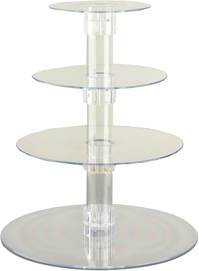 Efavormart 4-Tier Clear Heavy Duty Round Acrylic Cake Stand, Cupcake Tower Dessert Holder Display Stand with Film Sheets - 14" Tall