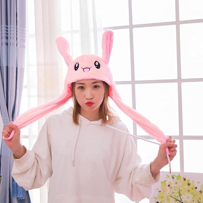 umbresen Bunny Hat Ear Moving Jumping Rabbit Hat Funny Plush Cap for Kids