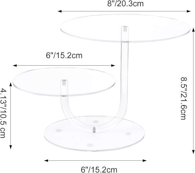 CECOLIC 2 Tier Clear Cake Stand Acrylic Cupcake Display Holder Dessert Pastry Tower for Weddings, Birthdays, Anniversaries, Baby Showers, Afternoon Tea Parties Décor (8 Inches)