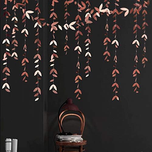 pinkblume Rose Gold Party Decorations Leaf Garland Hanging Paper Rose Gold Leaves Streamer Banner for Birthday Baby Shower Wedding Engagement Bridal Shower Spring Bachelorette Hen Party Supplies